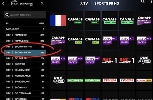 QHDTV IPTV SHOP IPTV Premium sans coupure - Parfait pour foot Application IPTV premium affichant des chaînes de sport françaises en HD.