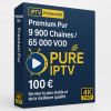 Boîte d’abonnement PURE IPTV Premium HD – 9 900 chaînes, 65 000 VOD, 100 €, serveur stable et qualité 4K 2160P.